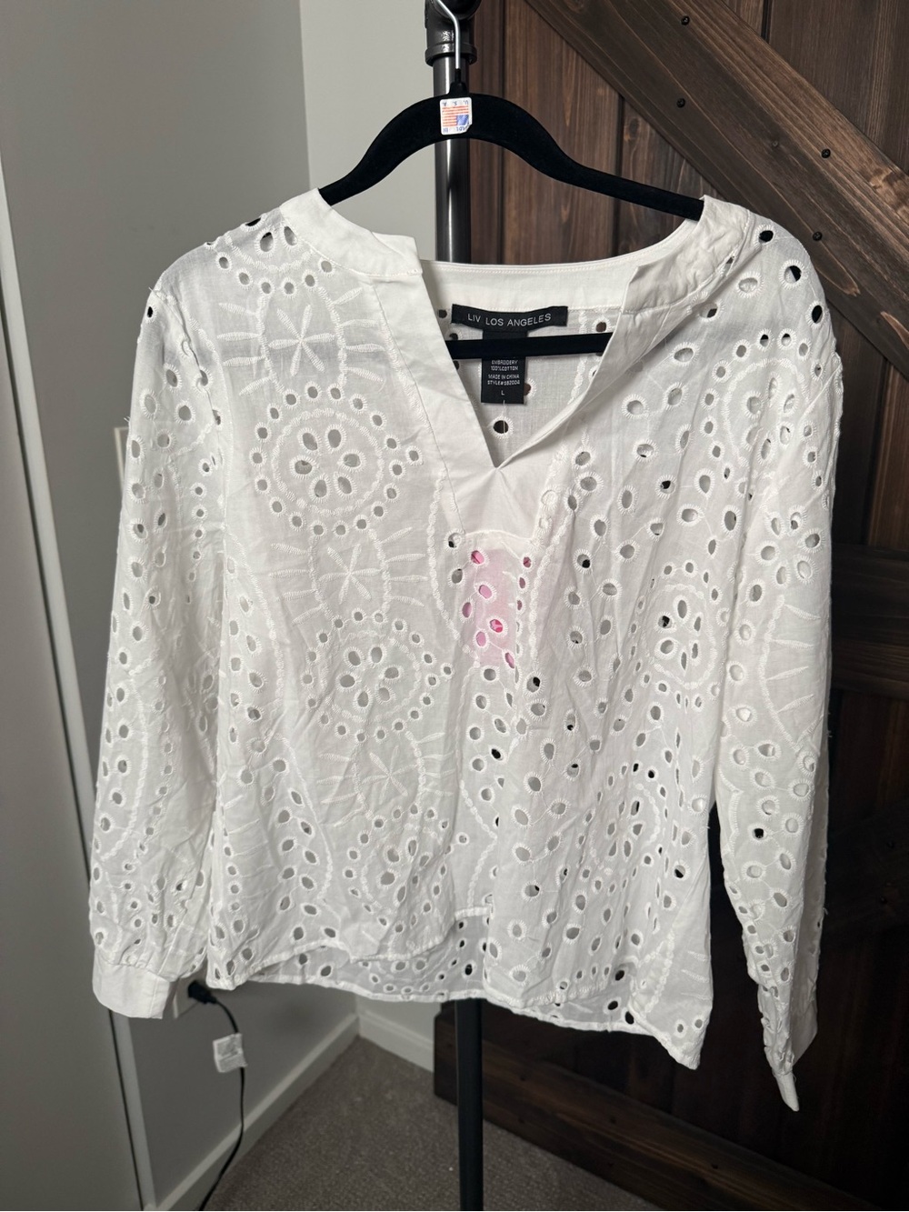 White Eyelet Long-Sleeve Top